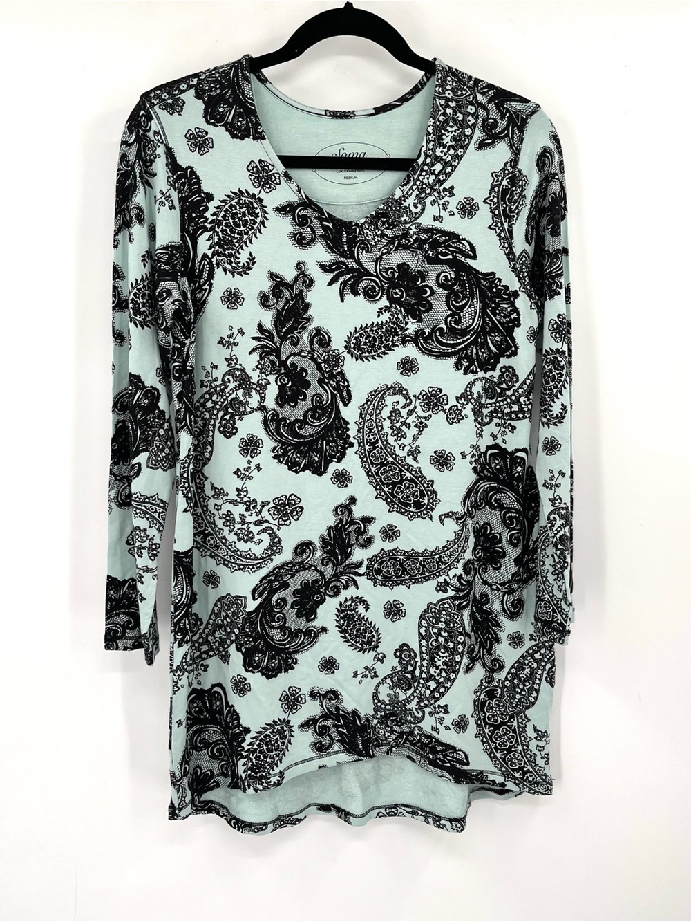 SOMA French Terry Paisley Tunic Live Lounge Wear M Stretch Jersey Lounge Top